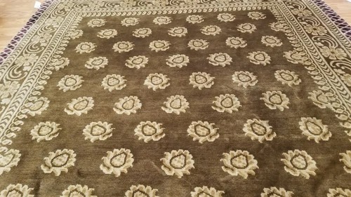 8 x 10 Brown Indo Nepal Modern Hand Knotted Wool Rug