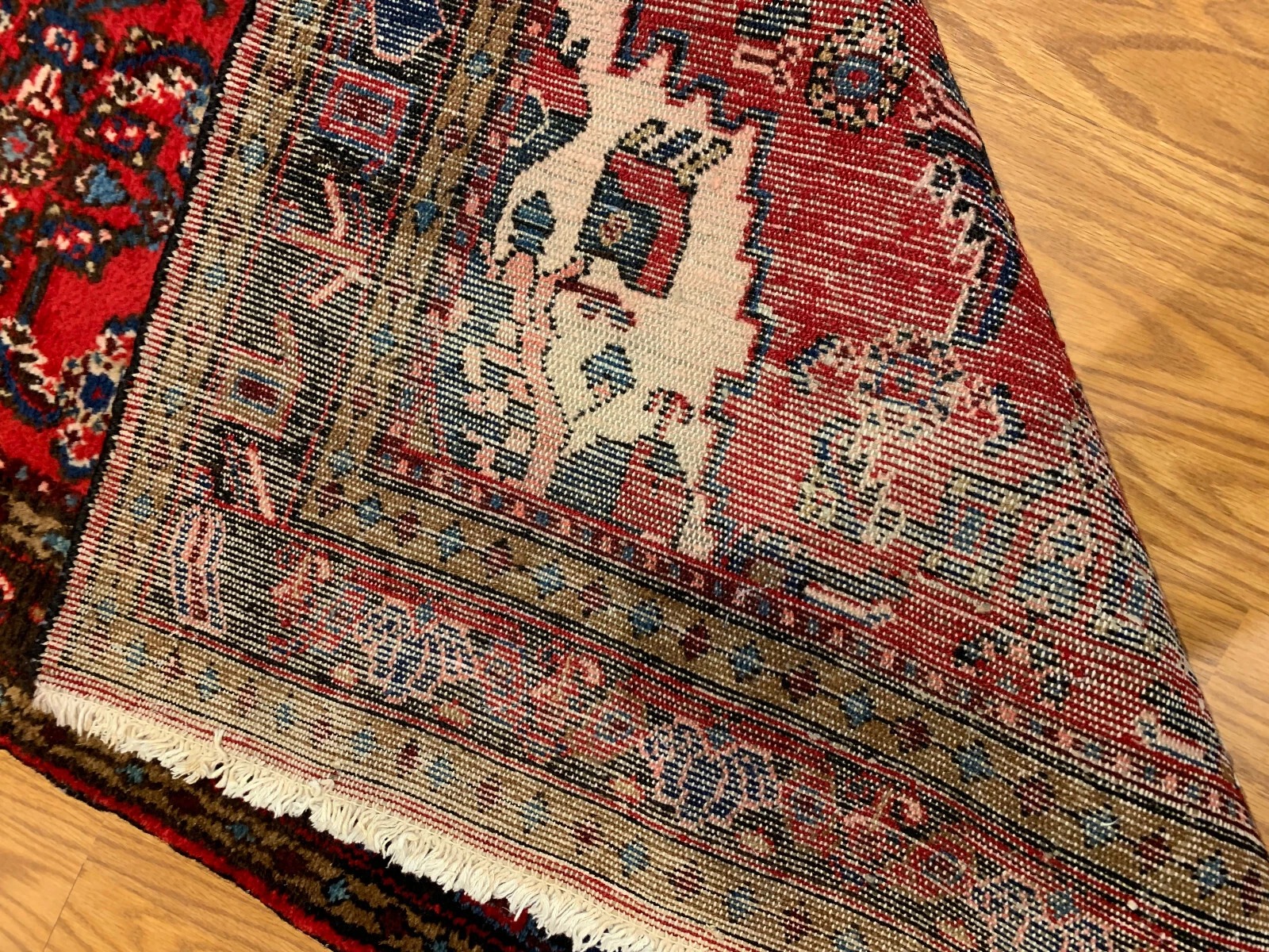 3. 5 x 13.2 Vintage Hand Knotted 100% Wool Vegetable Dye Area Rug