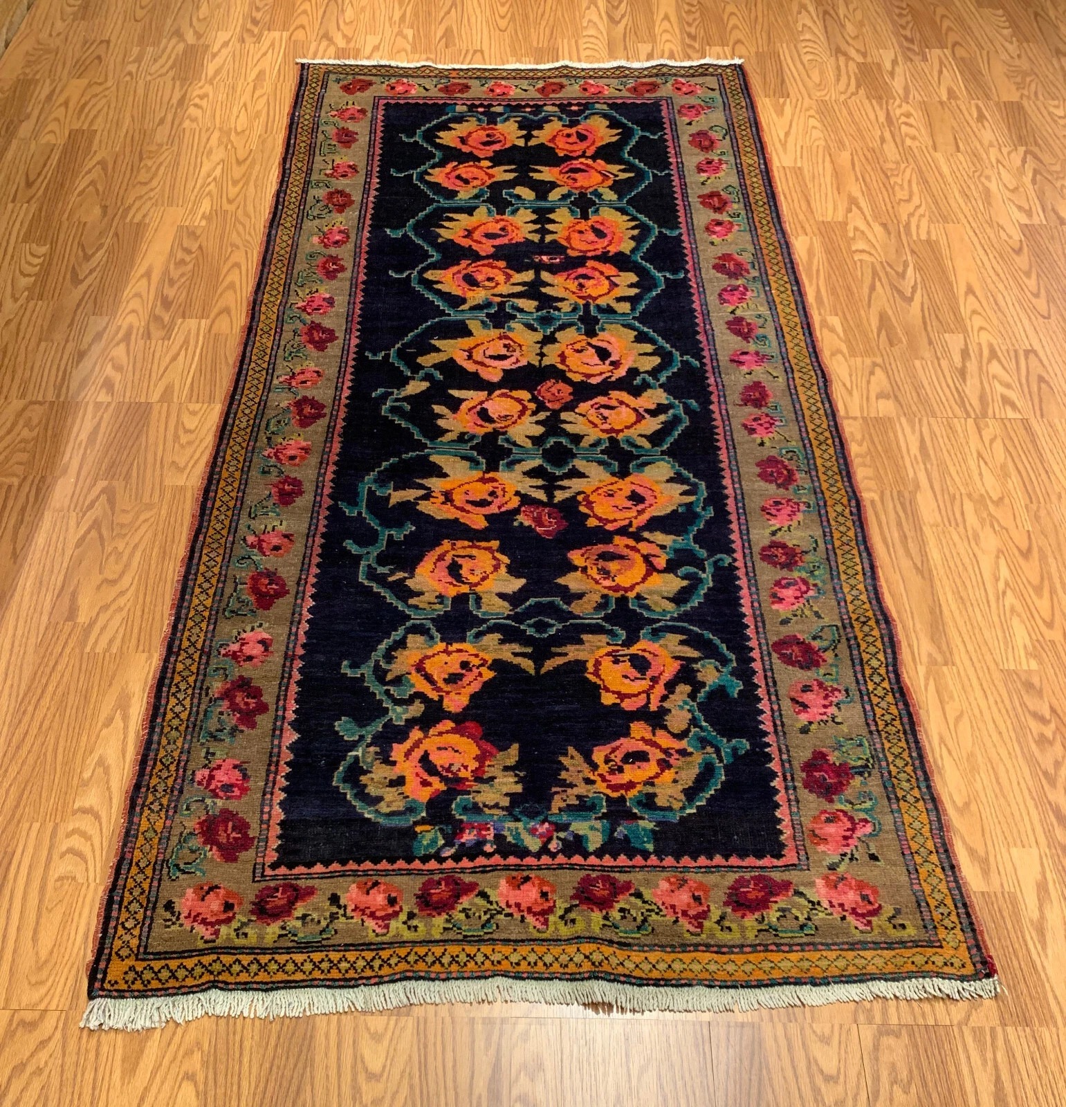 3.11 x 8.3 Semi Antique Armanian Floral Red 100% Wool Vegetable Dye Rug