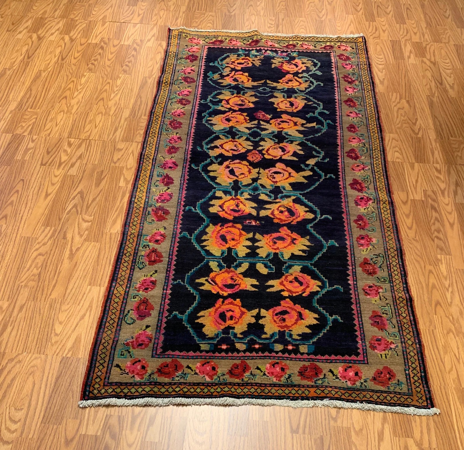 3.11 x 8.3 Semi Antique Armanian Floral Red 100% Wool Vegetable Dye Rug