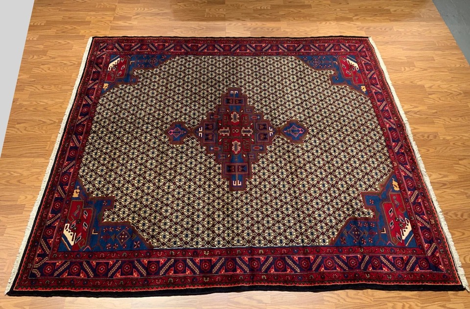 7.2 x 9.8 Vintage Hand Knotted 100% Wool Vegetable Dye Area Rug