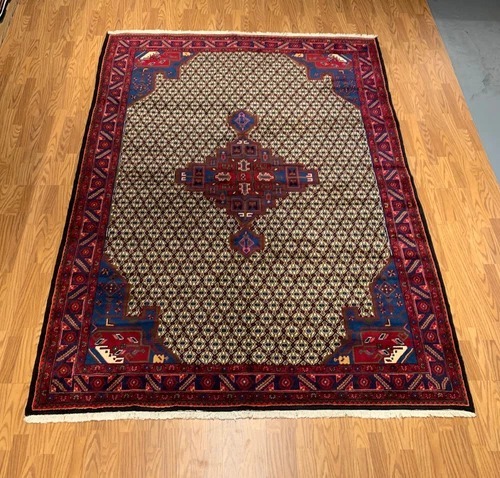 7.2 x 9.8 Vintage Hand Knotted 100% Wool Vegetable Dye Area Rug