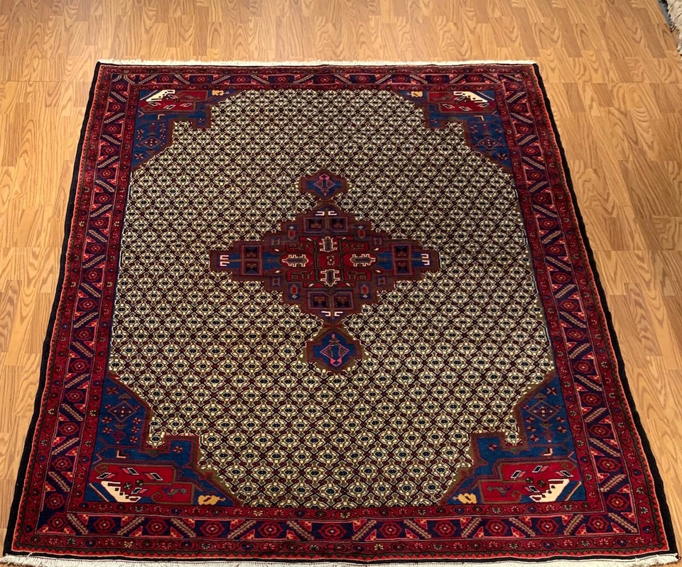 7.2 x 9.8 Vintage Hand Knotted 100% Wool Vegetable Dye Area Rug