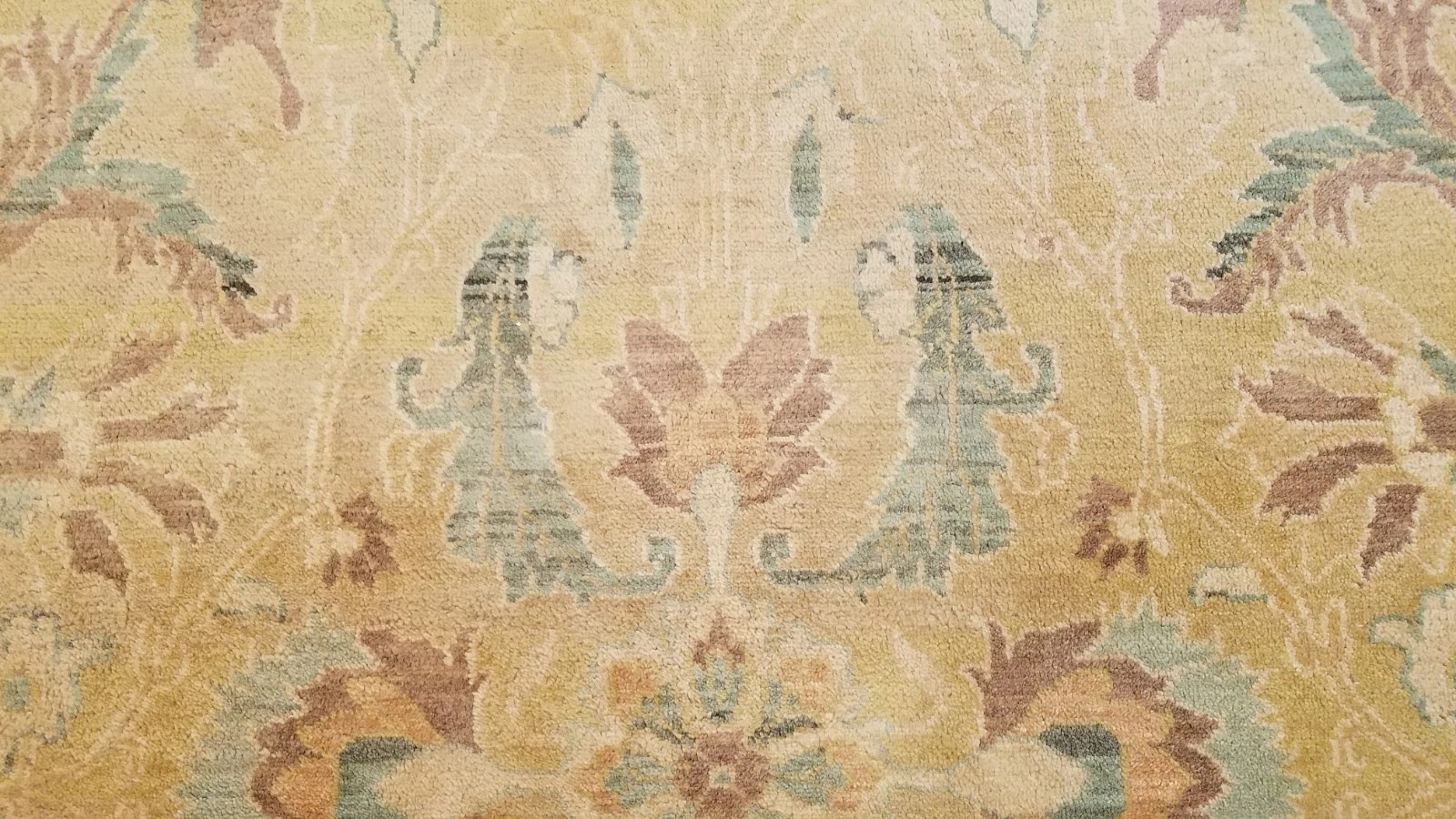8 x 10 Salmon & Blue Vegetable Dyed Indo Pechavar Hand Knotted Wool Carpet