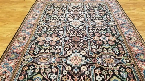 3 x 5 Fine Black Indo Farahan Hand Knotted Wool Rug