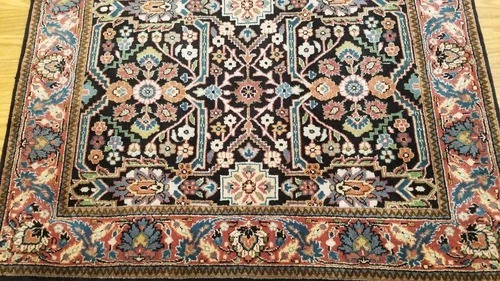 3 x 5 Fine Black Indo Farahan Hand Knotted Wool Rug