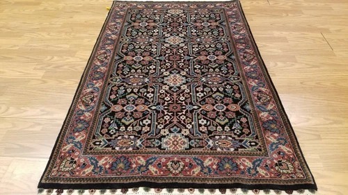 3 x 5 Fine Black Indo Farahan Hand Knotted Wool Rug