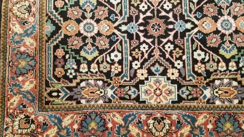 3 x 5 Fine Black Indo Farahan Hand Knotted Wool Rug