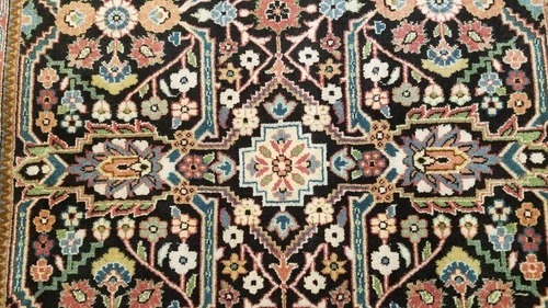 3 x 5 Fine Black Indo Farahan Hand Knotted Wool Rug
