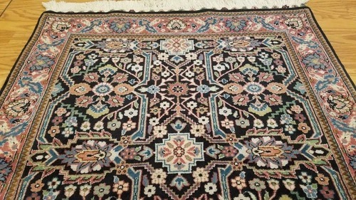 3 x 5 Fine Black Indo Farahan Hand Knotted Wool Rug