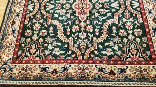 3 x 5 Emerald Green Indo Hand Knotted Wool Ruc