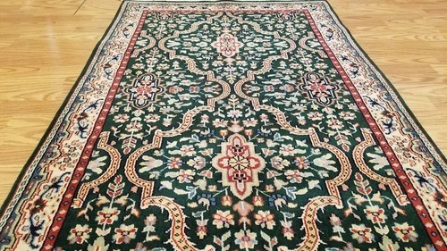 3 x 5 Emerald Green Indo Hand Knotted Wool Ruc