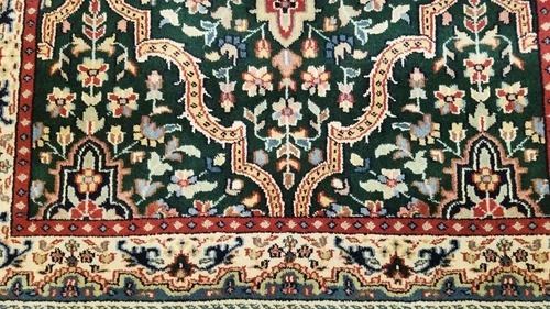 3 x 5 Emerald Green Indo Hand Knotted Wool Ruc