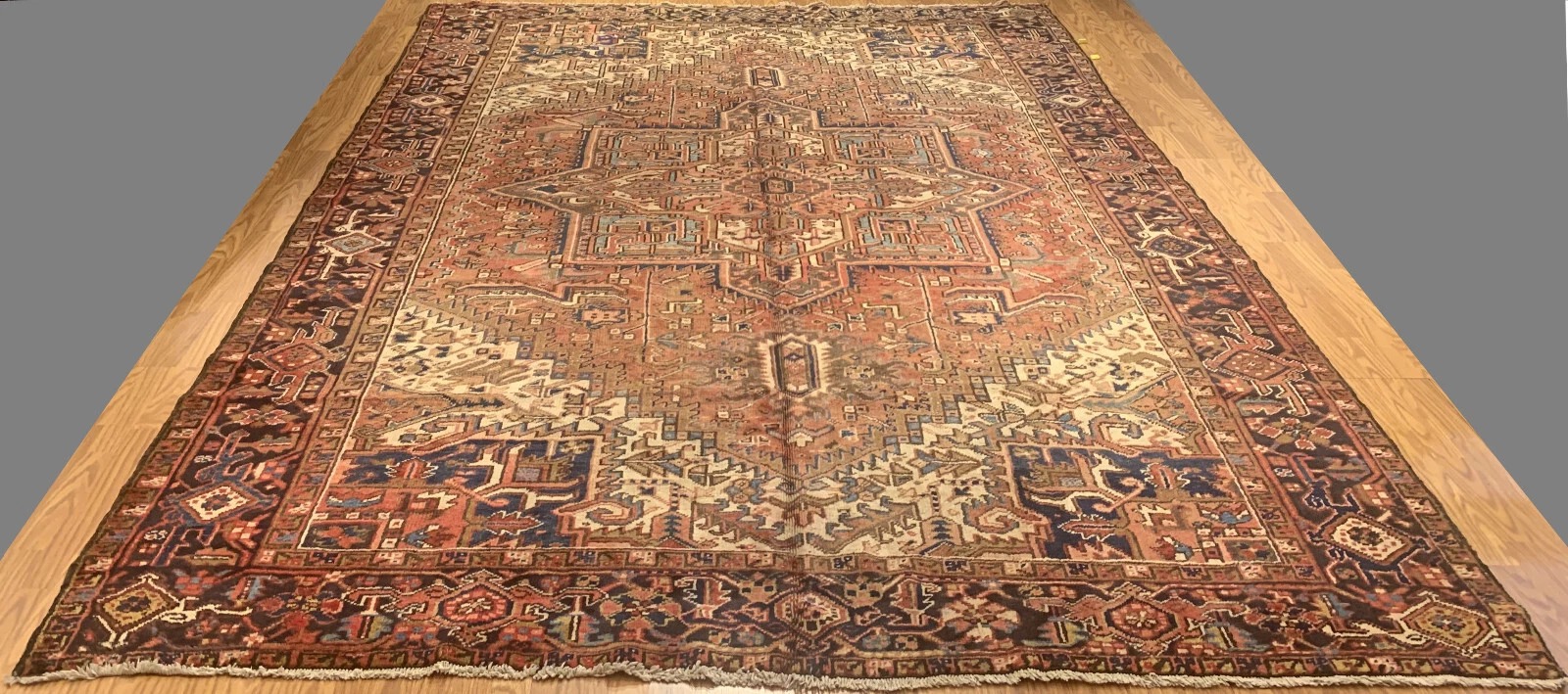 9.2 x 12.1 Antique Hariz Fine Hand Knotted 100% Wool Rug