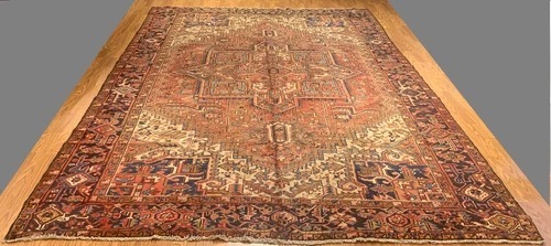 9.2 x 12.1 Antique Hariz Fine Hand Knotted 100% Wool Rug