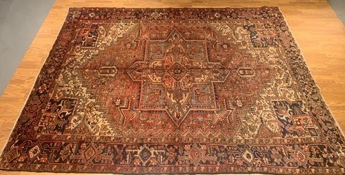 9.2 x 12.1 Antique Hariz Fine Hand Knotted 100% Wool Rug