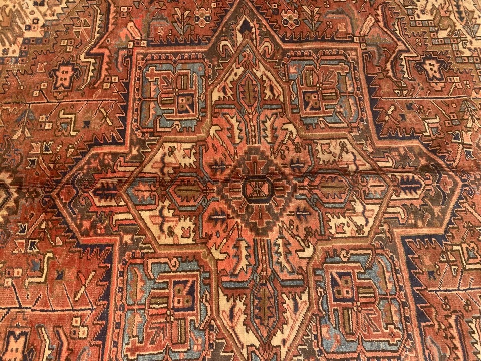 9.2 x 12.1 Antique Hariz Fine Hand Knotted 100% Wool Rug