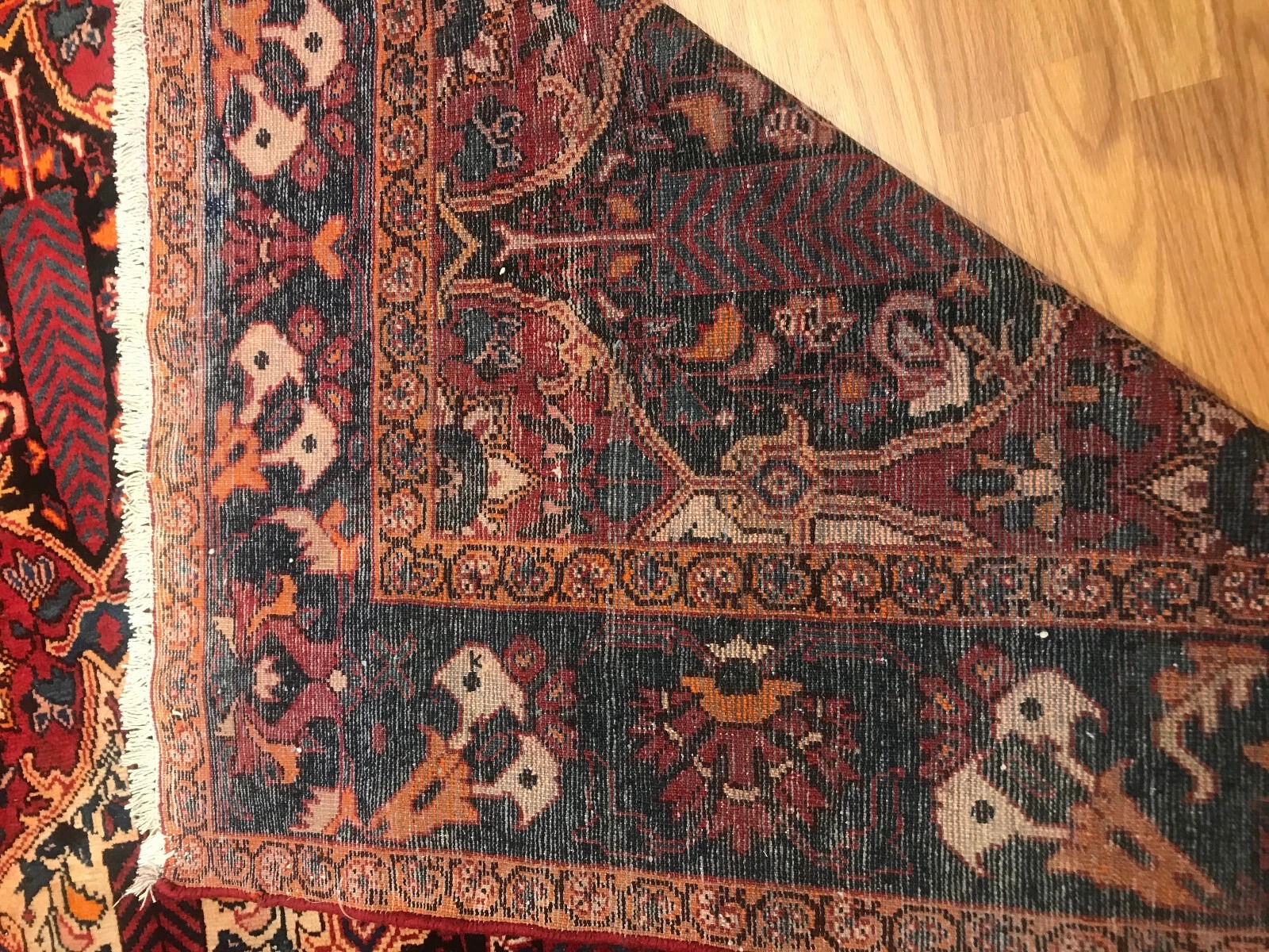 6.10 x 10. 1Vintage 100% Wool Hand Knotted Area Rug