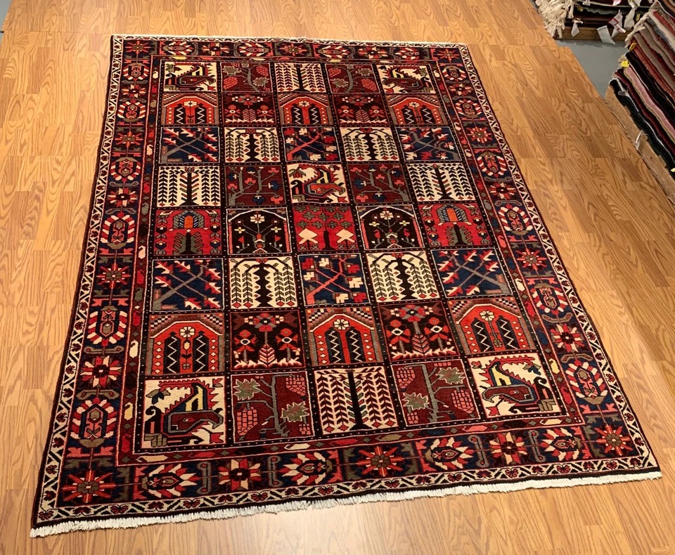 7 x10 Vintage Hand Knotted Wool Area Rug Vegetable Dye Oriental
