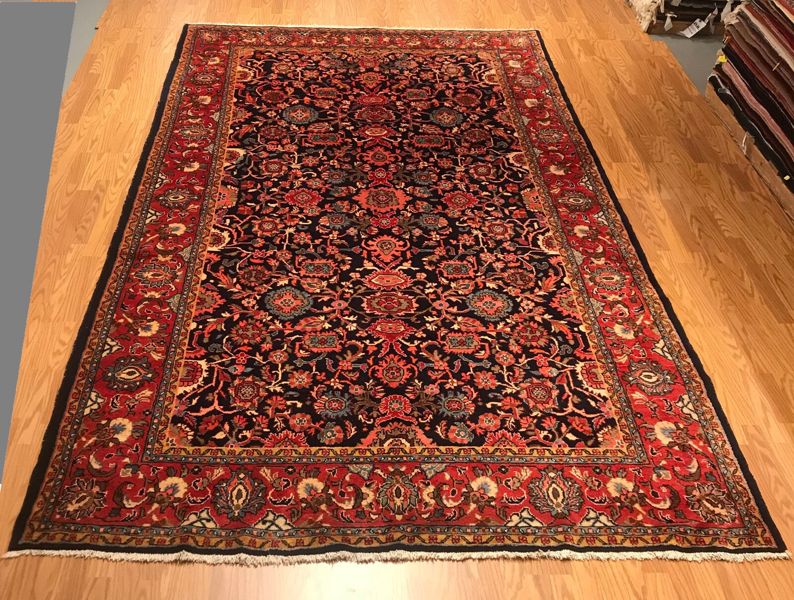 7.3 x 10.4 Vintage 100% Wool Hand Knotted Area Rug