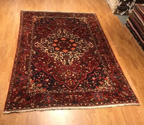 6.11 x 10.9 Vintage 100% Wool Hand Knotted Area Rug