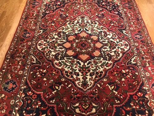 6.11 x 10.9 Vintage 100% Wool Hand Knotted Area Rug