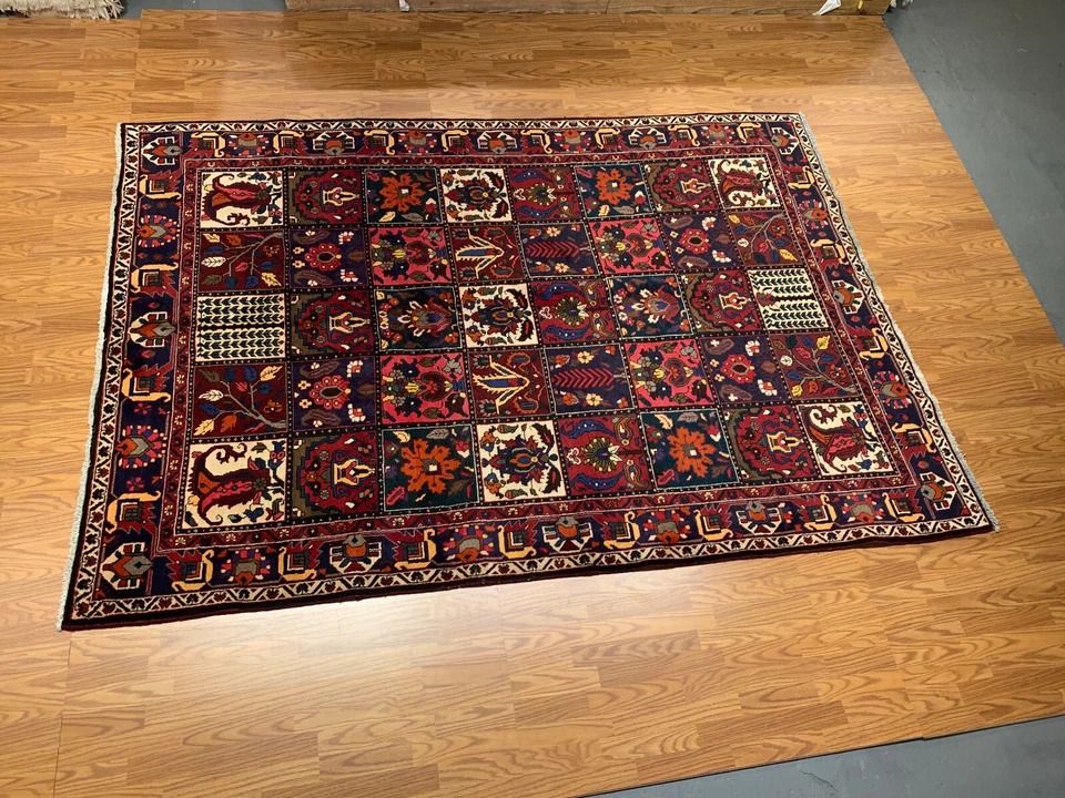 6.9 x 9.7 Vintage Hand Knotted 100% Wool Vegetable Dye Area Rug