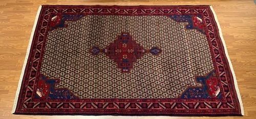 6.11 x 9.9 Vintage Hand Knotted 100% Wool Vegetable Dye Area Rug