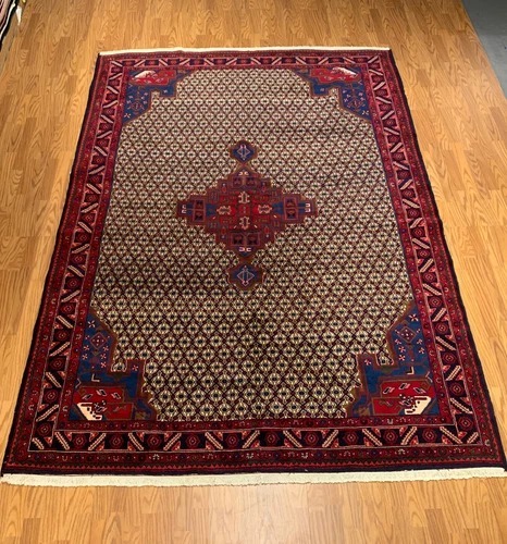 6.11 x 9.9 Vintage Hand Knotted 100% Wool Vegetable Dye Area Rug