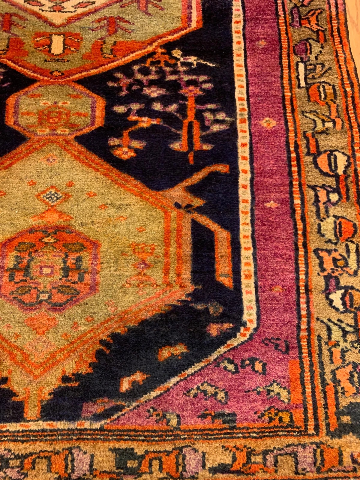 4 x 7 Semi Antique Tribal Navy 100% Wool Rug Vegetable Dye Rug