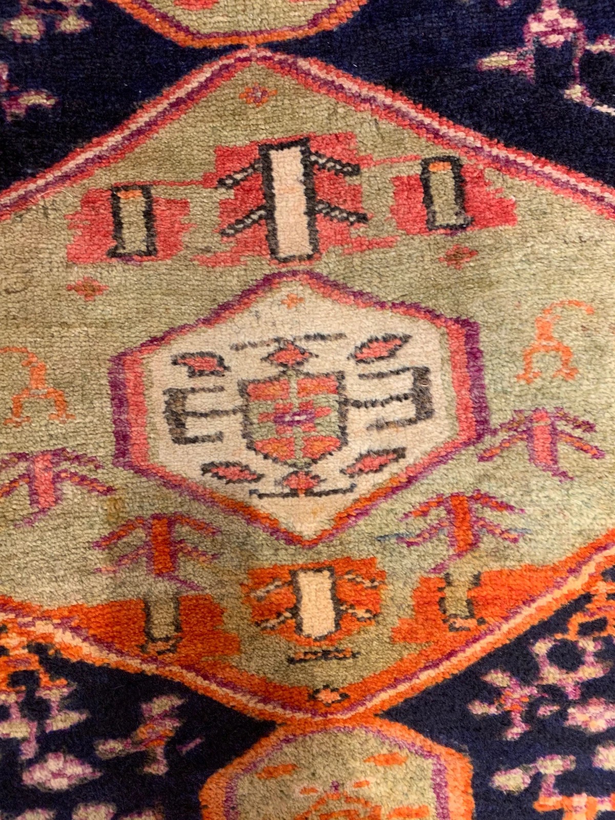 4 x 7 Semi Antique Tribal Navy 100% Wool Rug Vegetable Dye Rug
