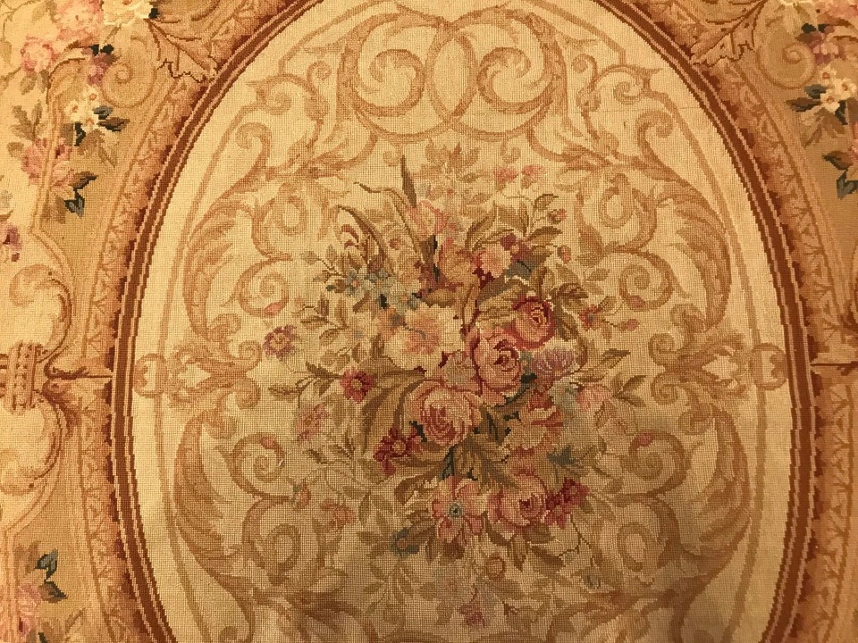 9 x 12 Antique Wash Hand woven French Aubusson Needle point 100% wool Area rug