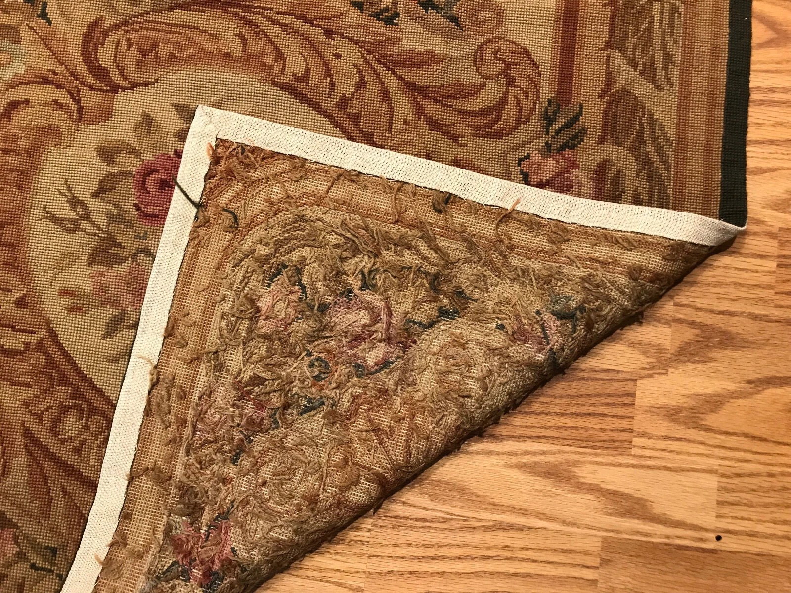 9 x 12 Antique Wash Hand woven French Aubusson Needle point 100% wool Area rug