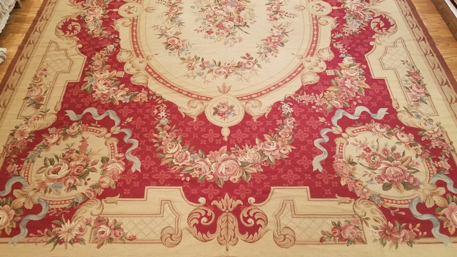 10 x 14 French Aubusson Hand Knotted Wool Needle Point Rug
