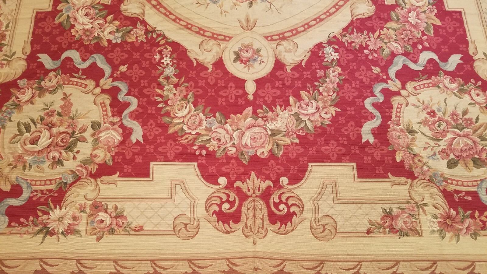 10 x 14 French Aubusson Hand Knotted Wool Needle Point Rug