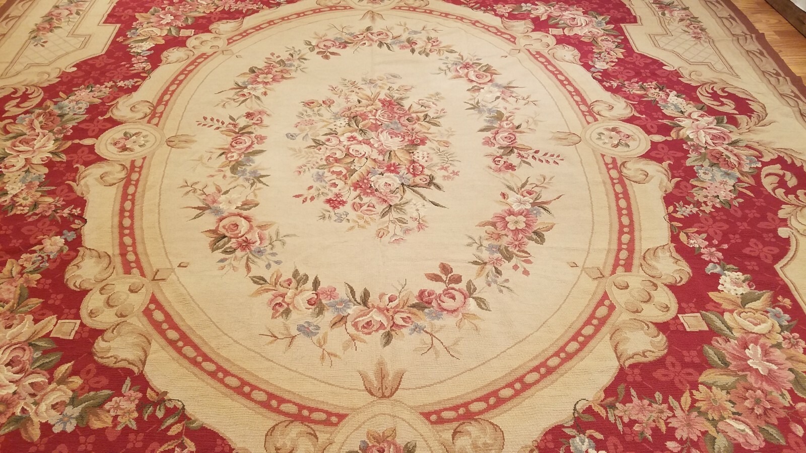 10 x 14 French Aubusson Hand Knotted Wool Needle Point Rug