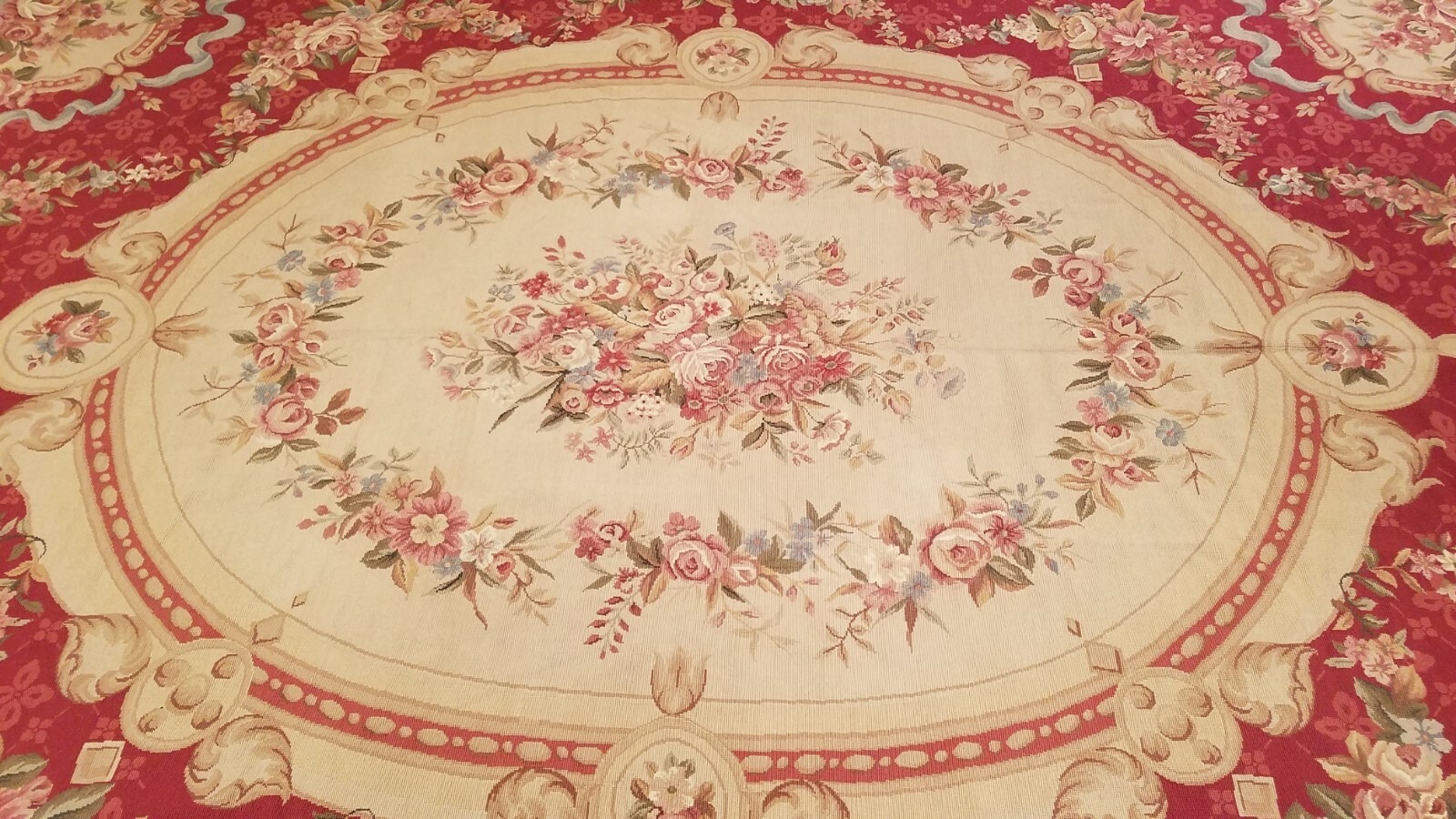 10 x 14 French Aubusson Hand Knotted Wool Needle Point Rug