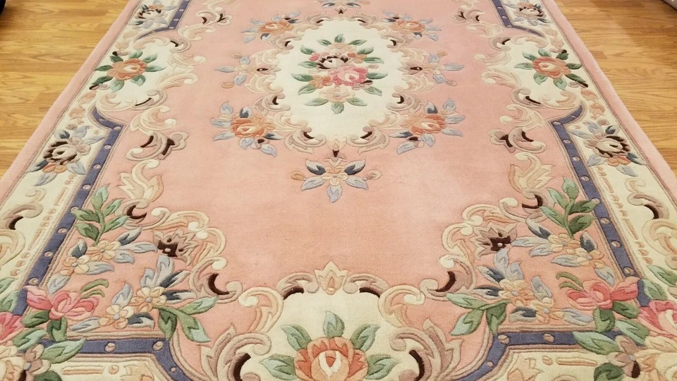 6 x 9 Hand Knotted French Aubusson 100% wool Area rug