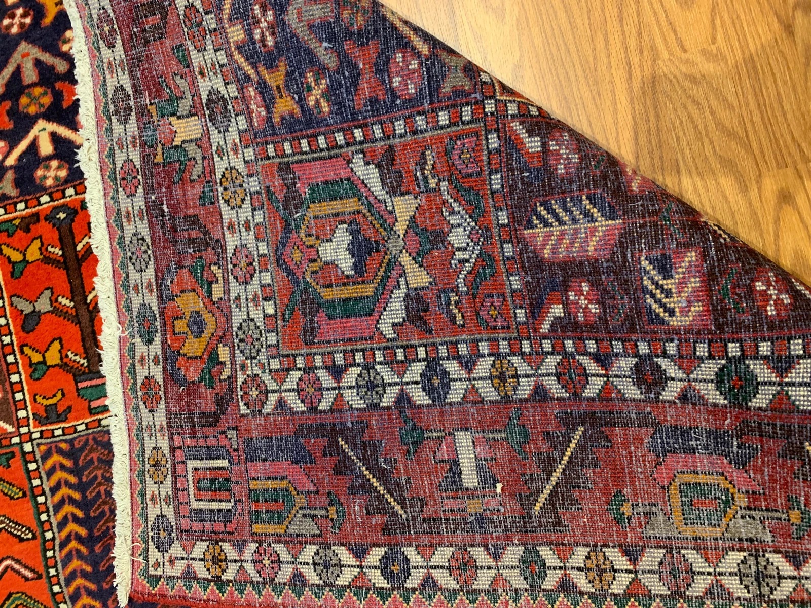 6.8x10 Vintage Hand Knotted 100% Wool Vegetable Dye Area Rug
