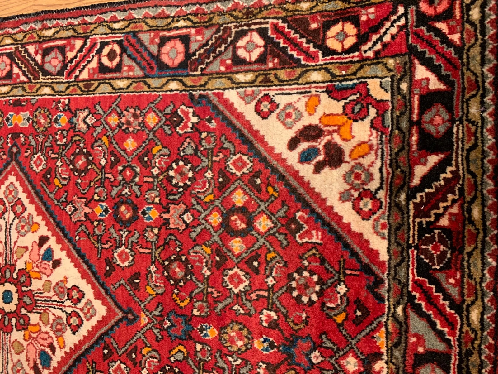 5.2 x 7.5 ft Vintage Tribal Geometric Red 100% Wool Vegetable Dye Rug