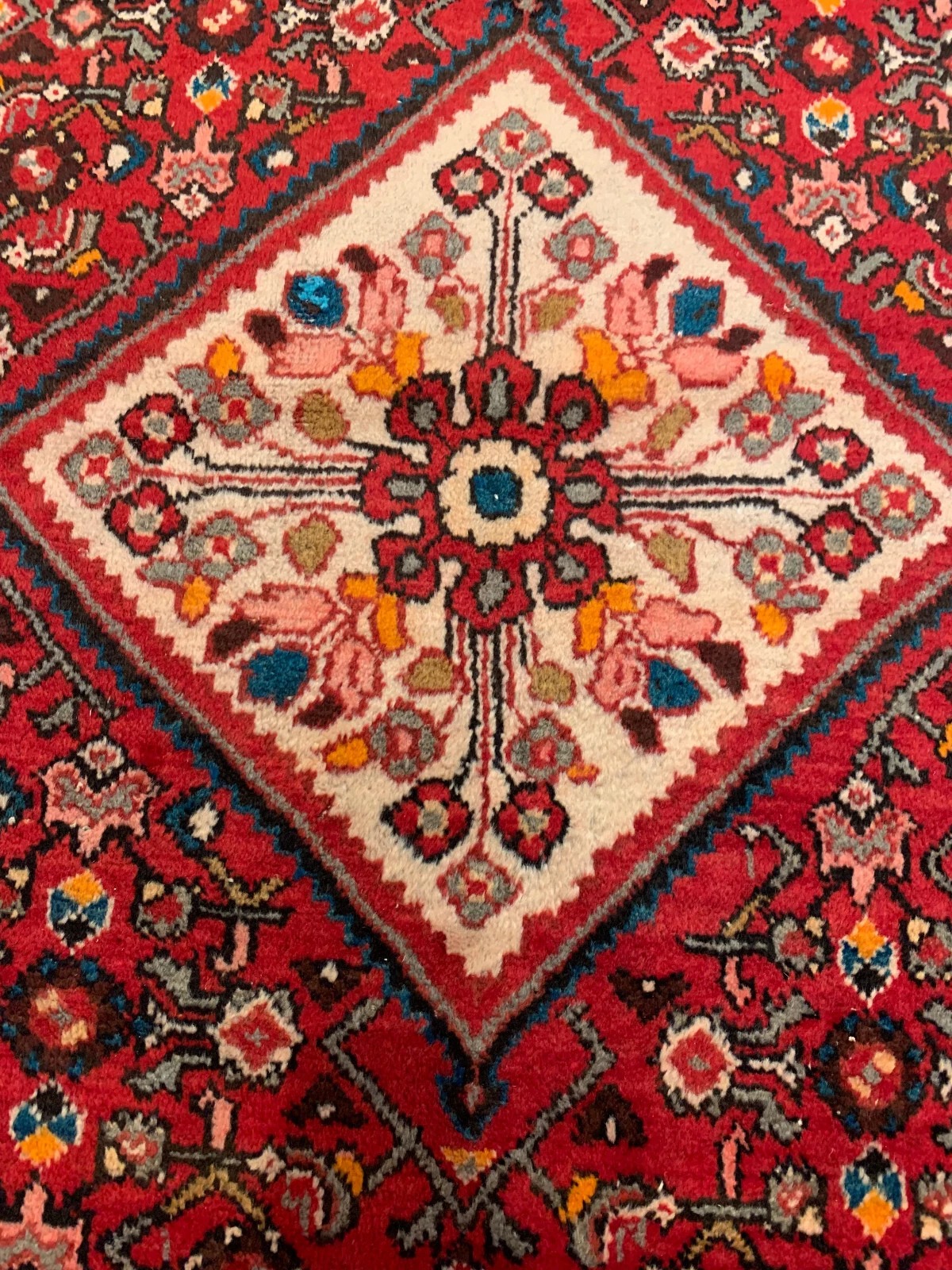 5.2 x 7.5 ft Vintage Tribal Geometric Red 100% Wool Vegetable Dye Rug