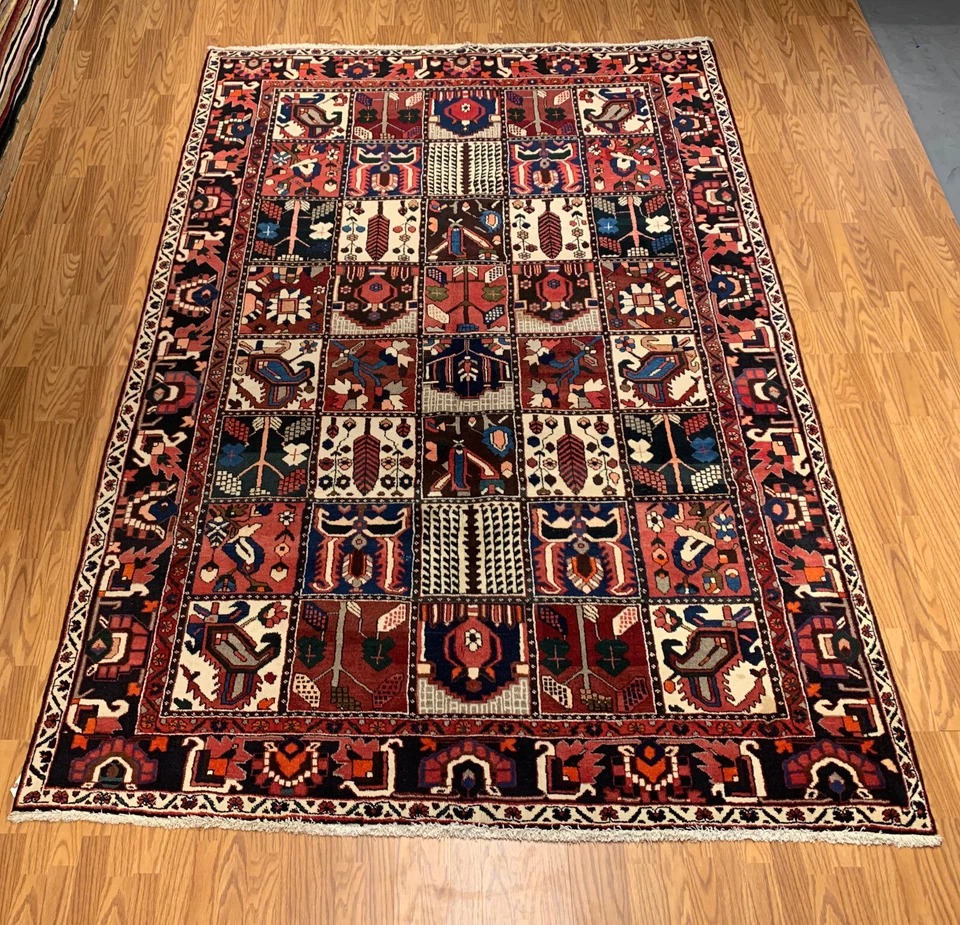 7 x 10.5 Vintage Hand Knotted 100% Wool Vegetable Dye Area Rug