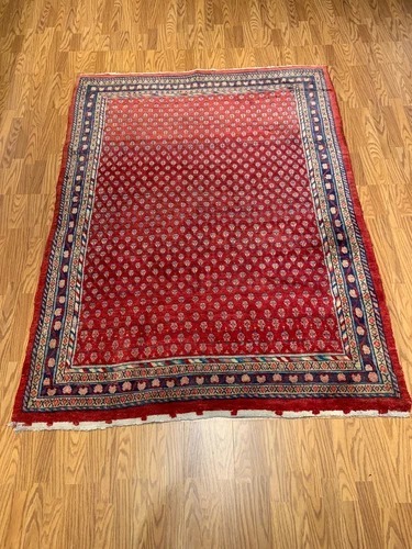 5.5 X 7.3 Vintage Tribal Red Hand Knotted 100% Wool Vegetable Dye Rug