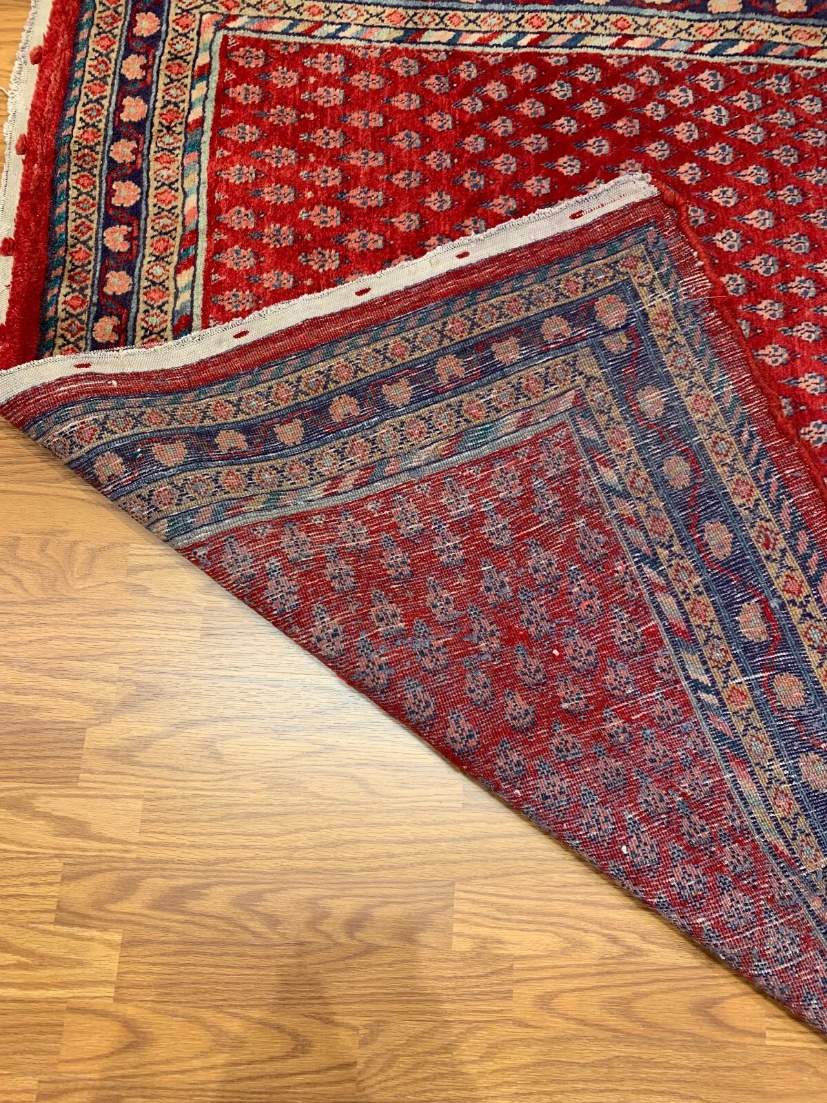 5.5 X 7.3 Vintage Tribal Red Hand Knotted 100% Wool Vegetable Dye Rug