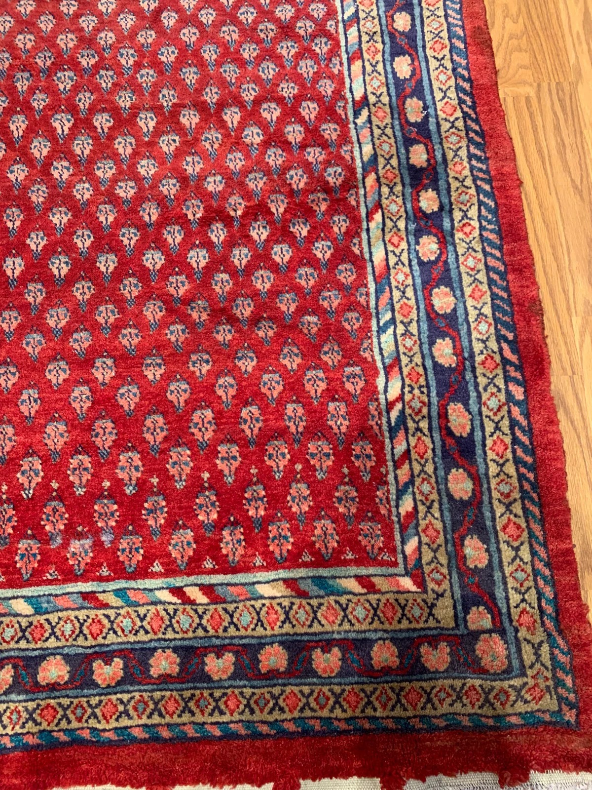 5.5 X 7.3 Vintage Tribal Red Hand Knotted 100% Wool Vegetable Dye Rug