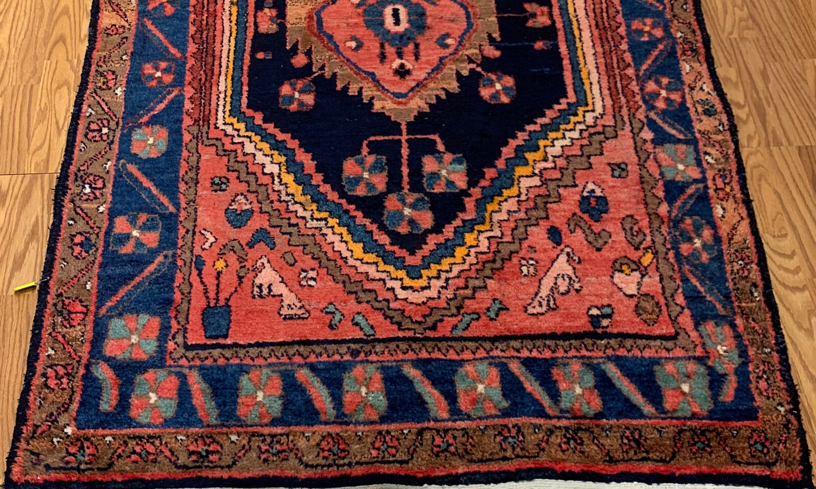 4.3 x 6.2 ft Vintage Tribal Geometric Red 100% Wool Vegetable Dye Rug
