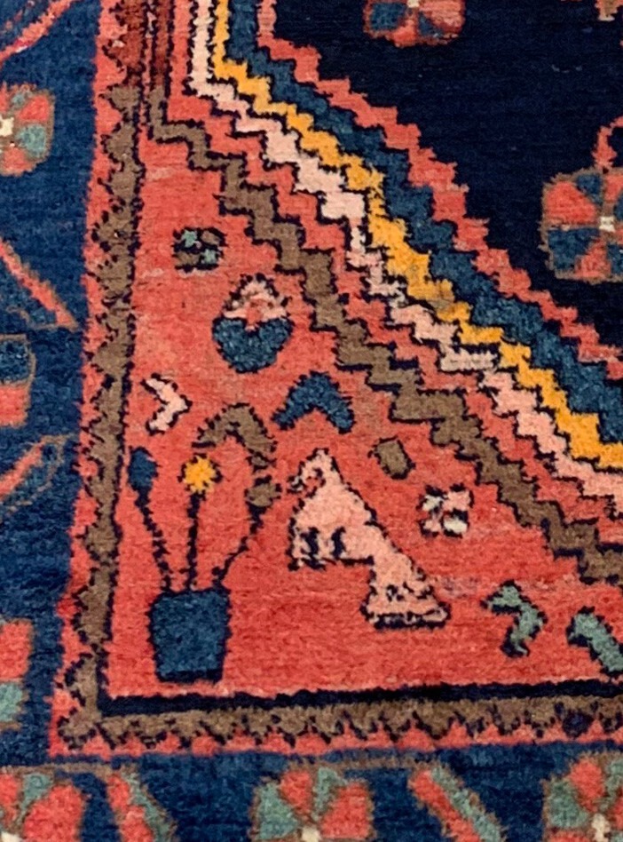 4.3 x 6.2 ft Vintage Tribal Geometric Red 100% Wool Vegetable Dye Rug