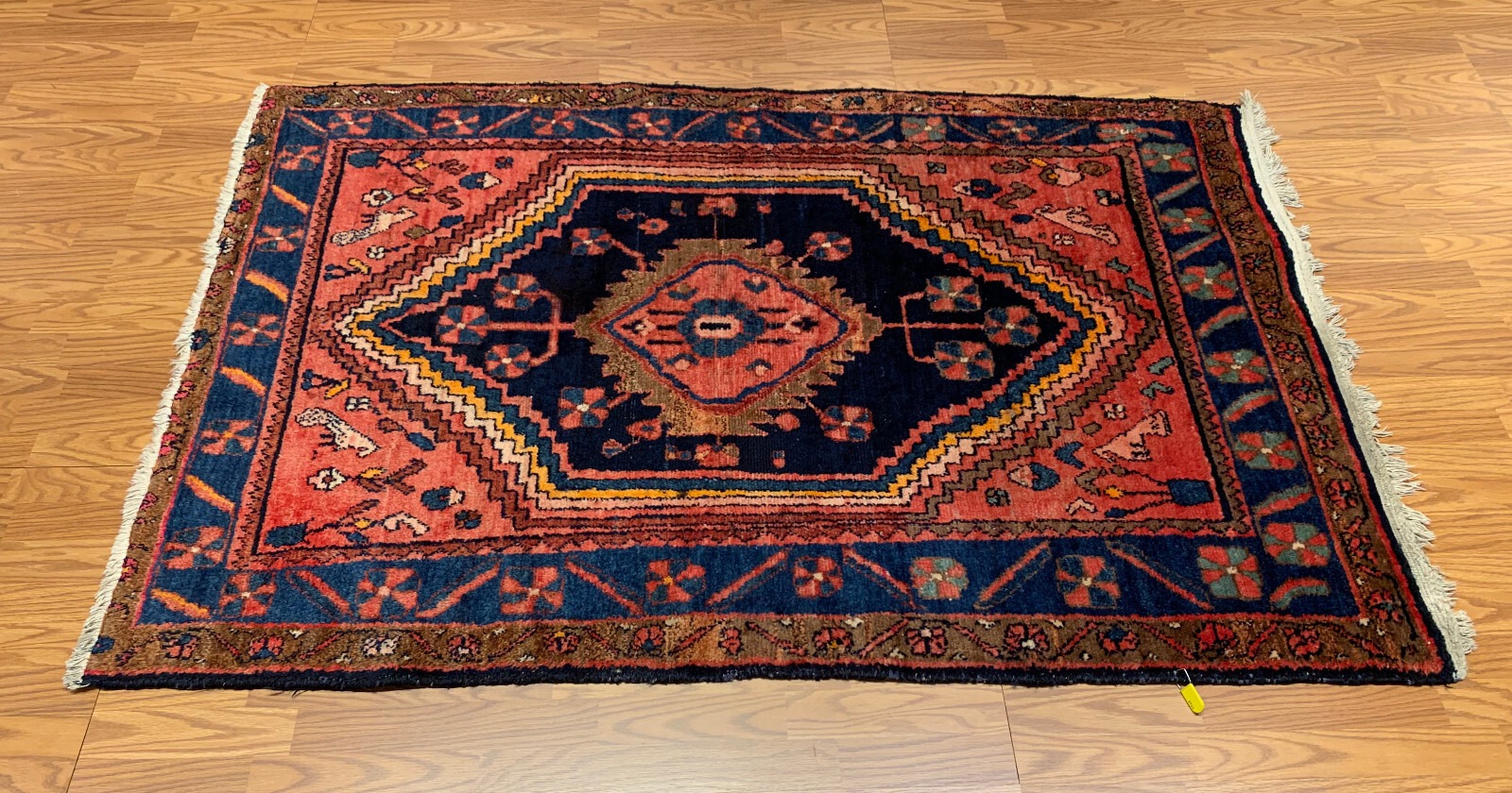 4.3 x 6.2 ft Vintage Tribal Geometric Red 100% Wool Vegetable Dye Rug