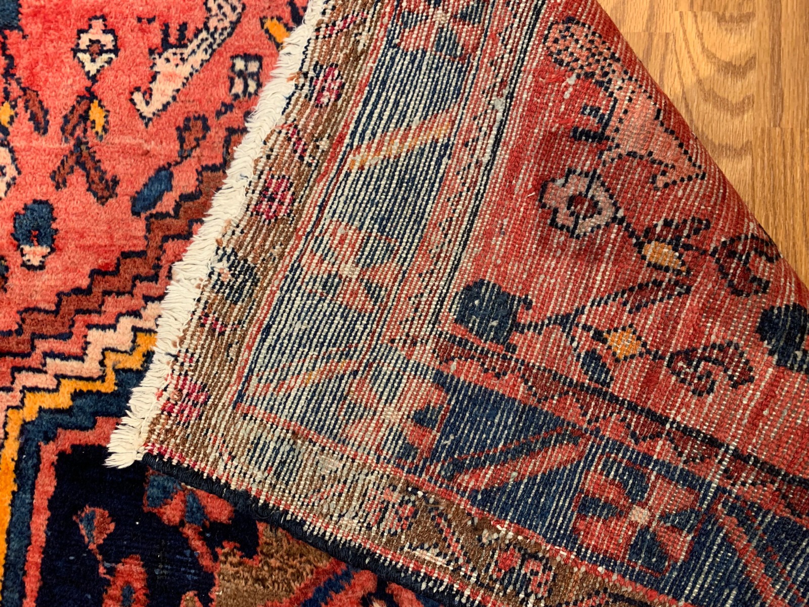4.3 x 6.2 ft Vintage Tribal Geometric Red 100% Wool Vegetable Dye Rug