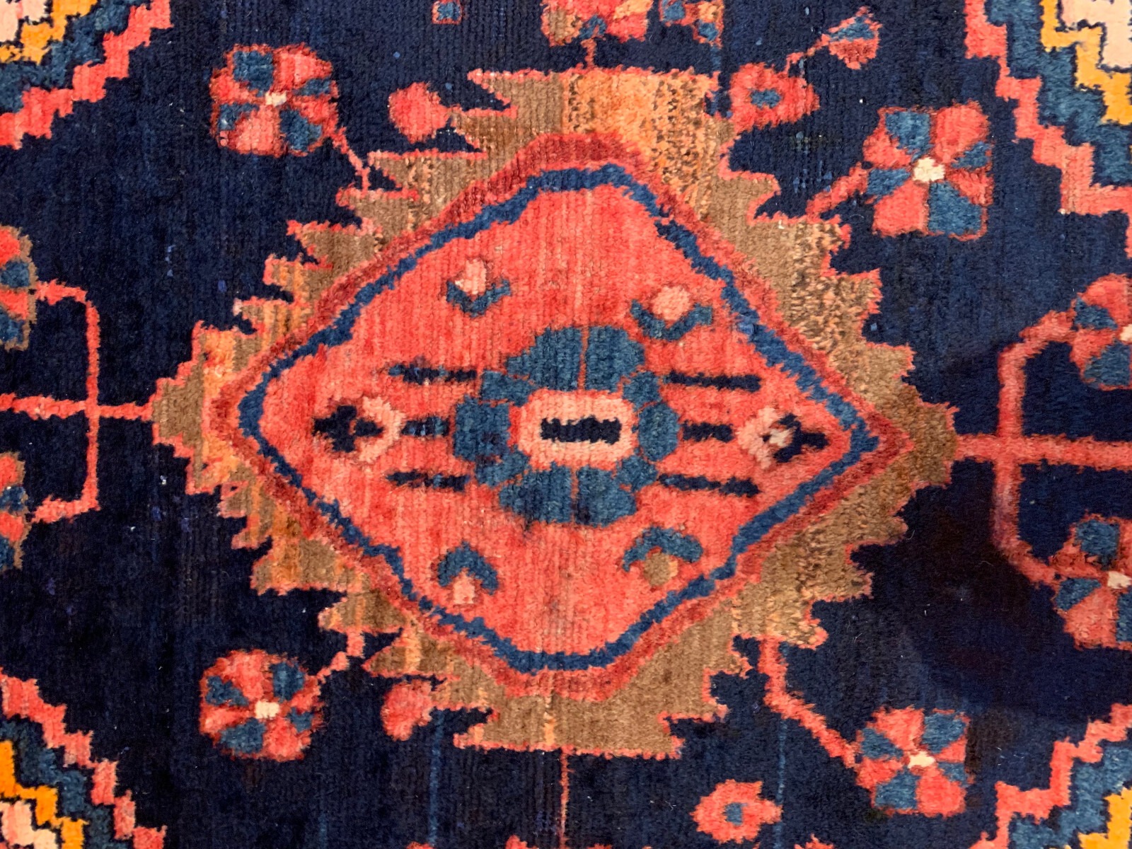 4.3 x 6.2 ft Vintage Tribal Geometric Red 100% Wool Vegetable Dye Rug